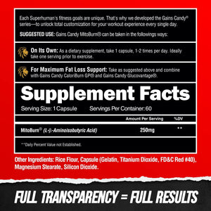 ALPHA LION Gains Candy, Supplement Pills That Support Weight Loss, Appetite Suppressant, Keto-Diet Friendly, Decrease Body Fat, Upgrade Energy & Workout Performance, 60 Capsules (Mitoburn®)