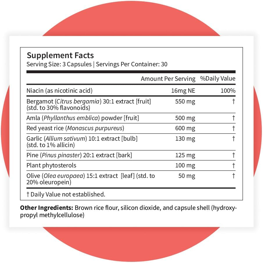 Pattern Wellness Cholesterol Complex Supplement – Supports Overall Well-Being – 3Rd Party Lab Tested – 90 Vegan Capsules