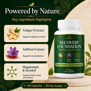 Zafira Recovery Foundation Capsules, Mood & Digestive Support with Saffron, Ginger, Non-Gmo, Gluten-Free, 60 Capsules (1 Pc)