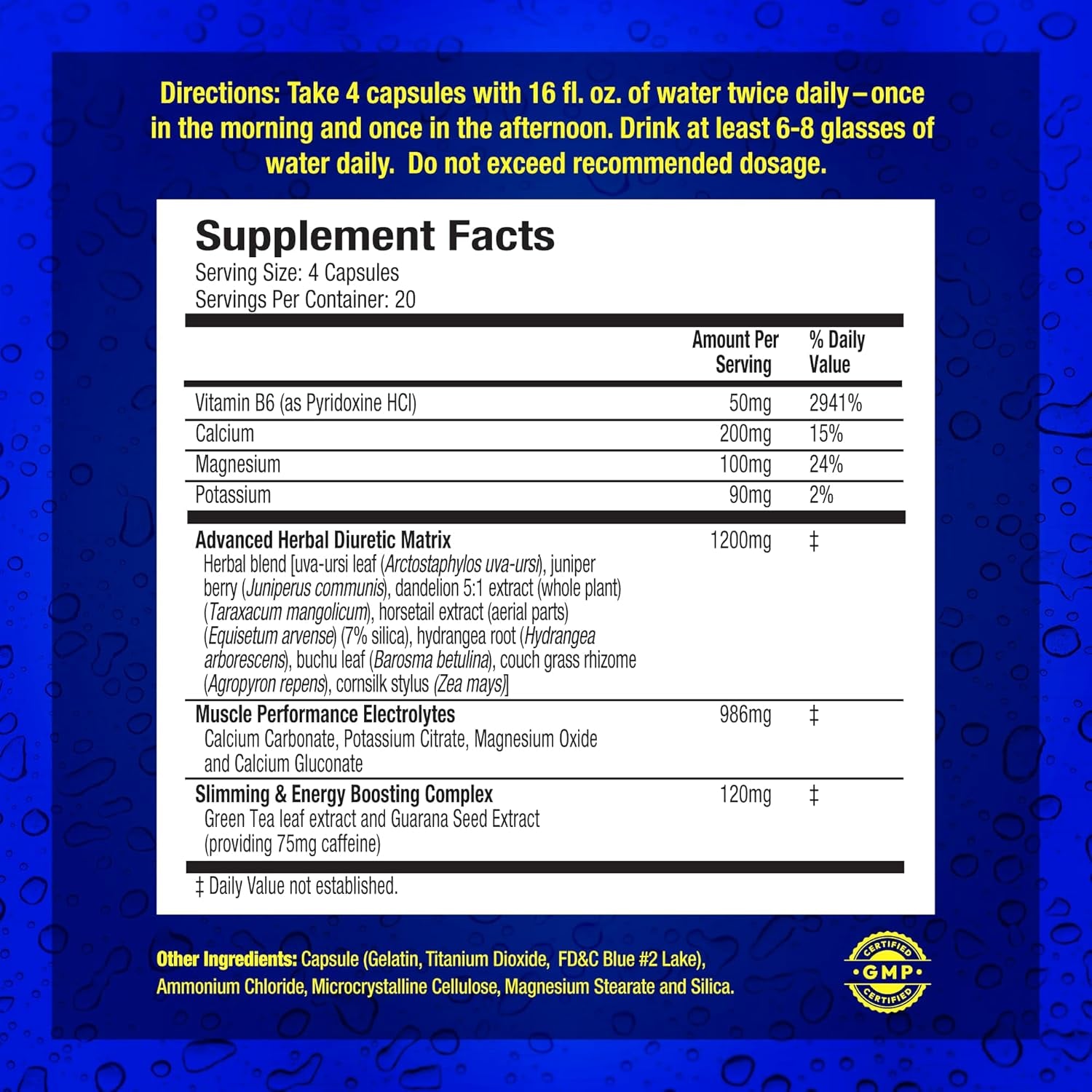 Maximum Human Performance Xpel Maximum Strength Diuretic Water Pills, for Water Retention Relief, Weight Loss Support, with Vitamin B-6 Potassium Dandelion Root, 80 Capsules