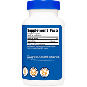 Nutricost Agmatine Sulfate 1000Mg, 120 Capsules - Gluten Free, Non GMO, 500Mg per Capsule