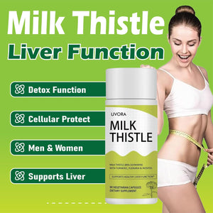 Uvora - Milk Thistle Detox.Uvora Milk Thistle Extract 300 Mg, Extract with Vitamin C, Inositol & Pueraria, Liver Detox Support, Antioxidant Support, 90 Capsules
