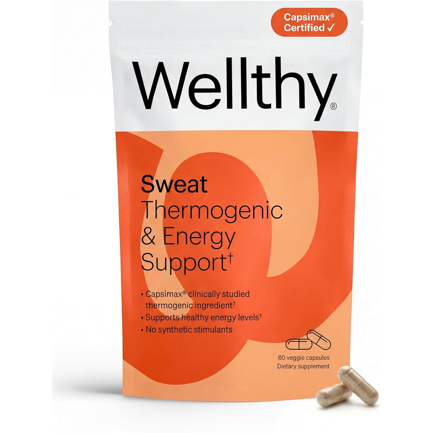 Wellthy Daily Thermogenic Capsimax, Green Tea & L-Carnitine Belly Thermogenic for Women Natural Weight Loss, Craving Control & Energy Support, 60 Count Capsules
