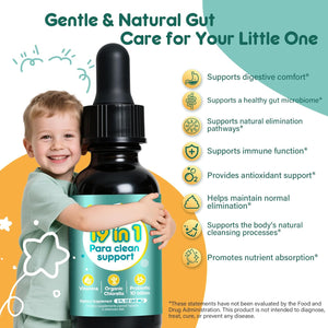 19 in 1 Herbal Gut Cleanse Drops – Wormwood, Black Walnut, Chlorella 250Mg, 10B Probiotics, Clove & Oregano – Liquid Detox Support for Adults & Kids, Alcohol-Free, 2Oz