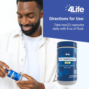 4Life Transfer Factor plus - Support with Zinc, Super Mushroom Blend (Maitake, Shiitake, Agaricus), and Colostrum & Egg Yolk Extracts - 60 Capsules