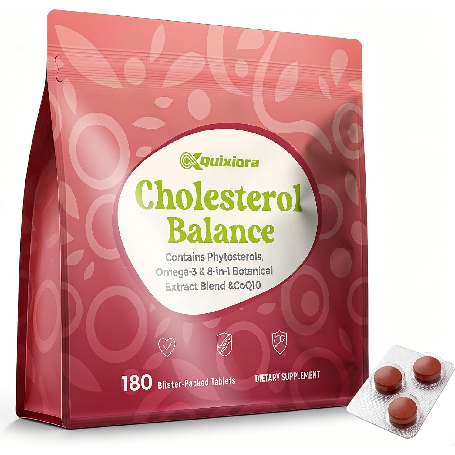 Cholesterol Lowering Supplement with 1500 Mg Plant Sterols & Citrus Bergamot, Omega-3 EPA & DHA, Coq10 –Triglyceride & for High Cholesterol–180 Blister Tablets