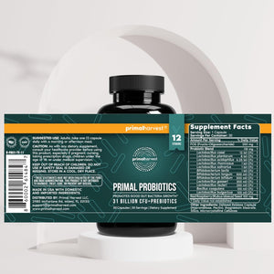Primal Harvest Probiotics for Women & Men Daily Probiotic Supplement with 12 Strains for Gut & Digestive Health 30 Capsules