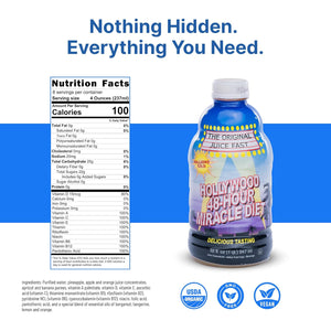 Hollywood Diet 48 Hour Detox Cleanse Drink 1 Pack, B-Vitamin Infused Juice for Body Reset, Hydration, and Energy | Ideal for Intermittent Fasting, Bloating Support, Event Prep - Fruity Flavor, 32 Oz