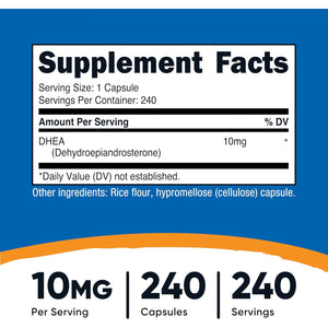 Nutricost DHEA (10Mg) 240 Capsules - Dehydroepiandrosterone, Vegetarian-Friendly, Gmo-Free