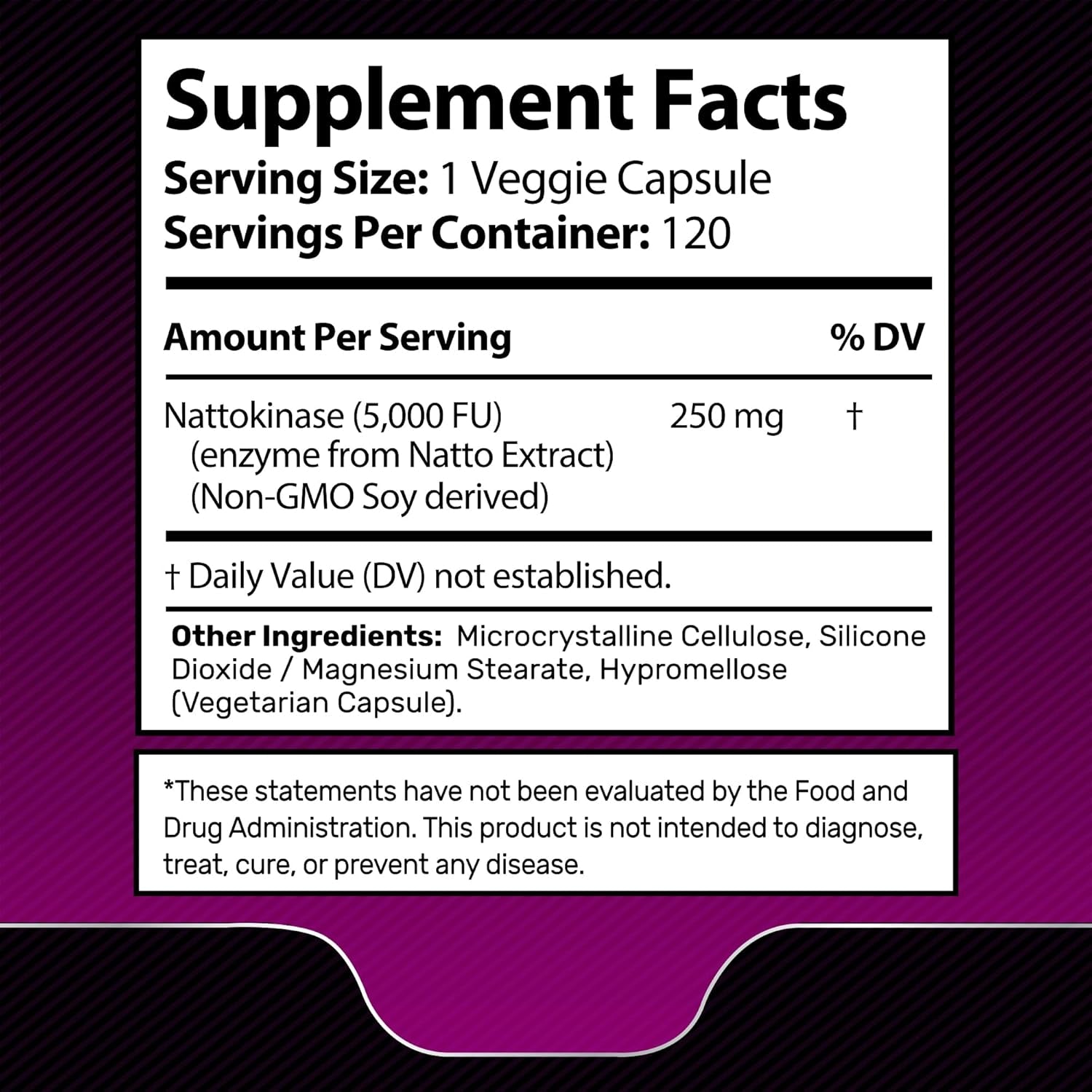 Nattokinase Supplement Capsules 5000 FU, Third-Party Tested Nattokinase – Enzymes from Japanese Natto – Daily Wellness Support – 120 Count (Pack of 1)