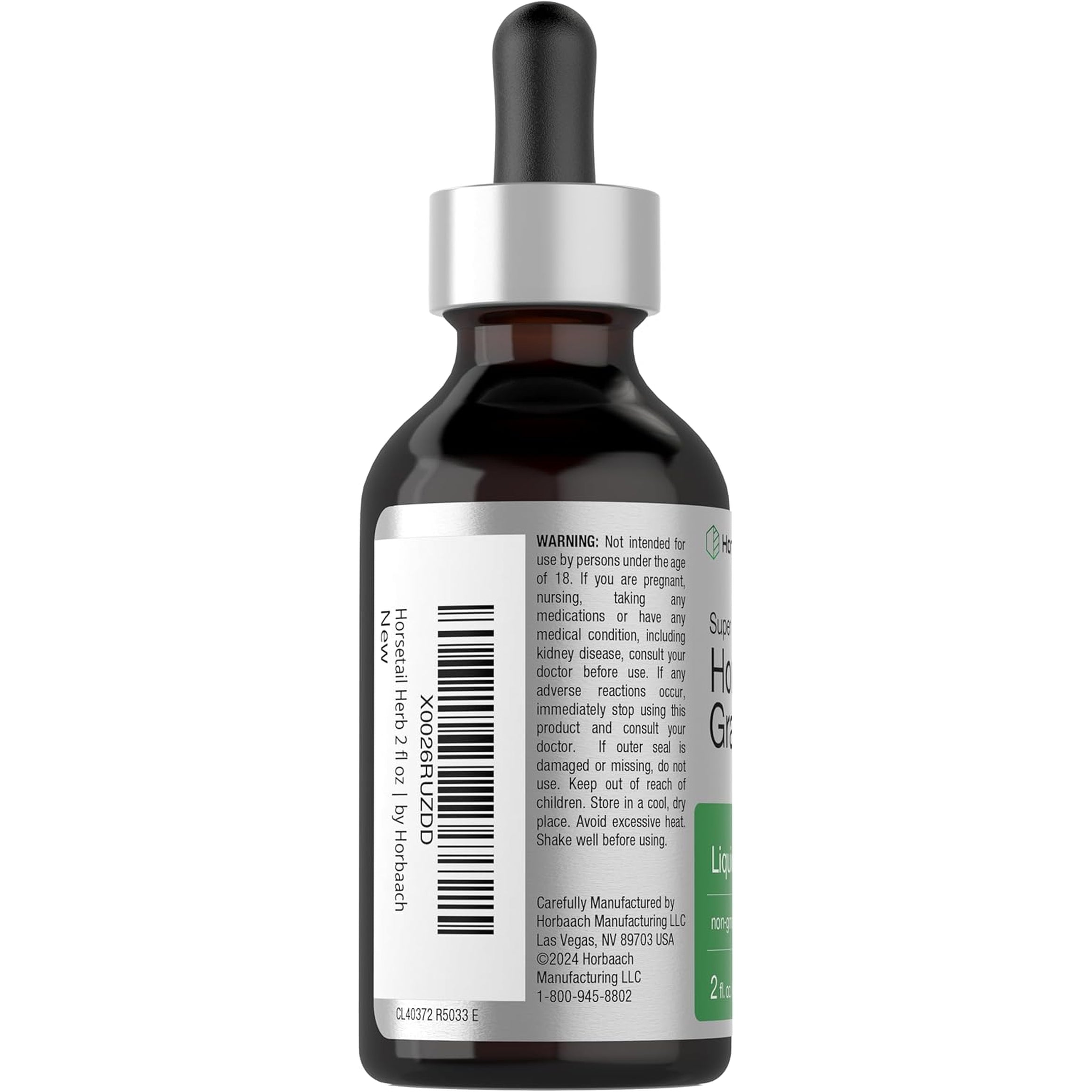 Horbäach Horsetail Herb Liquid Extract | Alcohol Free | 2 Fl Oz | Vegetarian, Non-Gmo, & Gluten Free Supplement