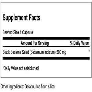 Swanson Full Spectrum Black Sesame Seed 500 Milligrams 60 Capsules