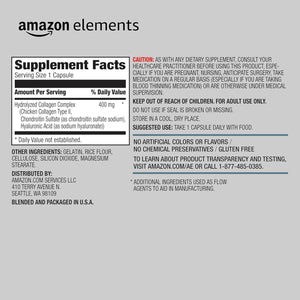 Amazon Elements Collagen Complex, Type II with Hyaluronic Acid, 90 Capsules, 3 Month Supply