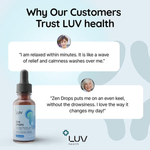 LUV Zen Drops: Anxiety and Stress Support Drops with Magnesium Glycinate, Vitamin D3, Lemon Balm, Chamomile, Saffron, L-Theanine. Keto, Vegan, USA Made, Non-Gmo, 30 Servings (1)
