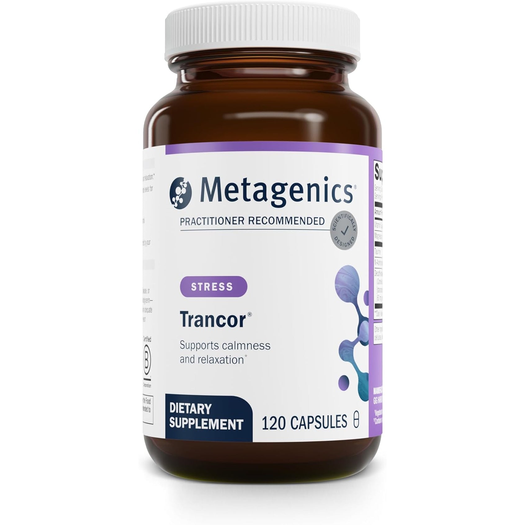 Metagenics Trancor - GABA, L-Theanine, Taurine, NAC & Green Tea Extract - Supports Calmness, Mood Balance, Sleep & Focus - Non-Gmo, Gluten-Free, Dairy-Free, Vegan - Cgmp Certified - 120 Capsules