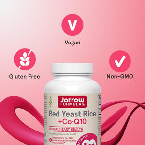 Jarrow Formulas Red Yeast Rice 1200 Mg & Coq10 100 Mg per Serving - 120 Veggie Caps, 60 Servings - Herbal Heart Health Dietary Supplement - Supports Cellular Health - Vegan (Pack of 2)
