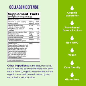 Ultima Replenisher Collagen Defense Supplement and Electrolytes Powder - Kiwi Strawberry, 13 Stickpacks - Hydration Packets with Dermaval and Biotin That Keep Your Skin Hydrated and Looking Radiant