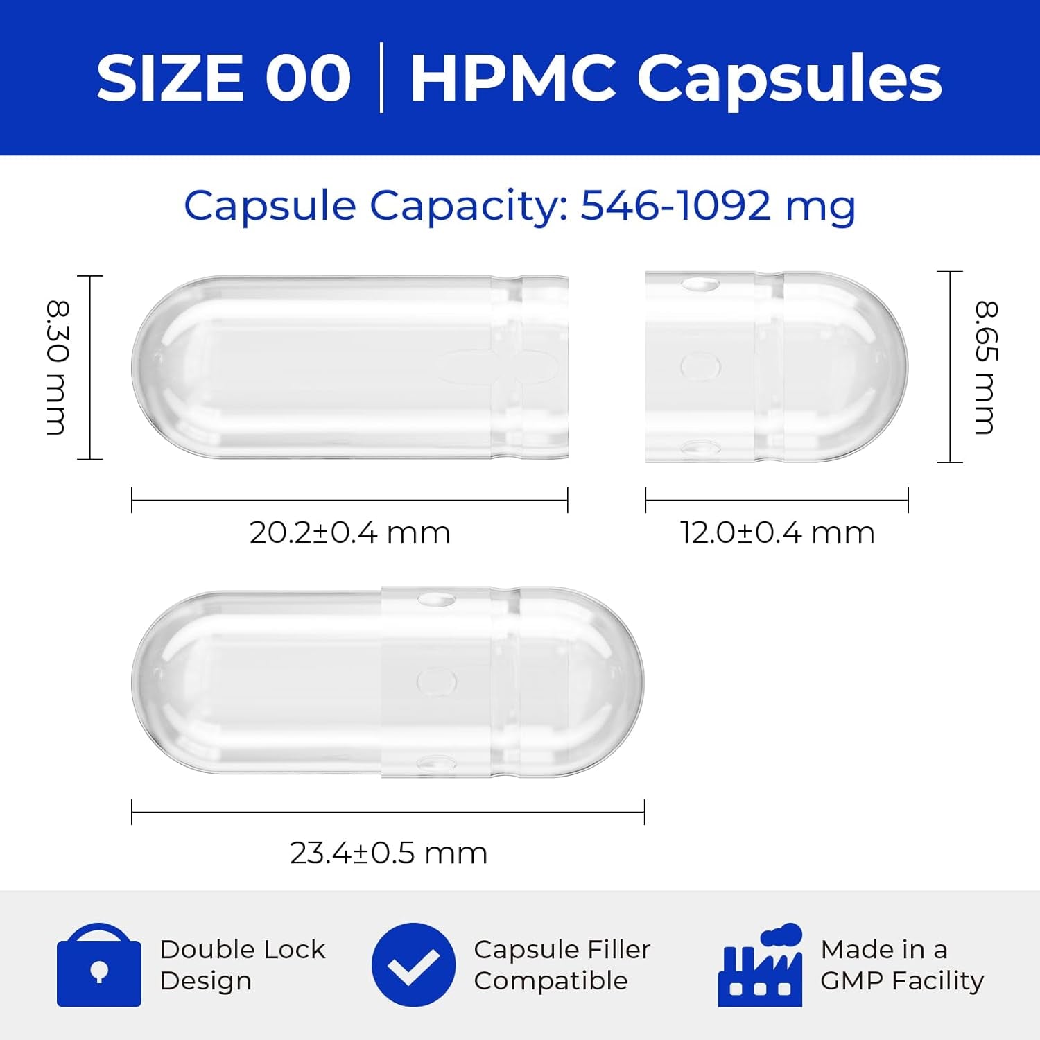 Empty Vegan Capsules Size 00-100 Count DIY Vegetable Capsules