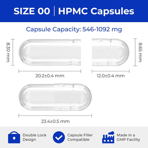 Empty Vegan Capsules Size 00-100 Count DIY Vegetable Capsules