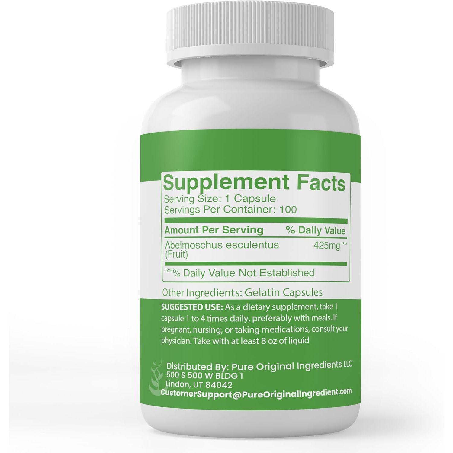 Pure Original Ingredients Okra Extract (100 Capsules), Always Pure, No Additives or Fillers