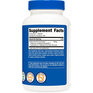 Nutricost He Shou Wu Root Supplement 240 Capsules for 240 Servings per Bottle - Fo-Ti Root Extract, Vegan, Gmo-Free, Gluten-Free
