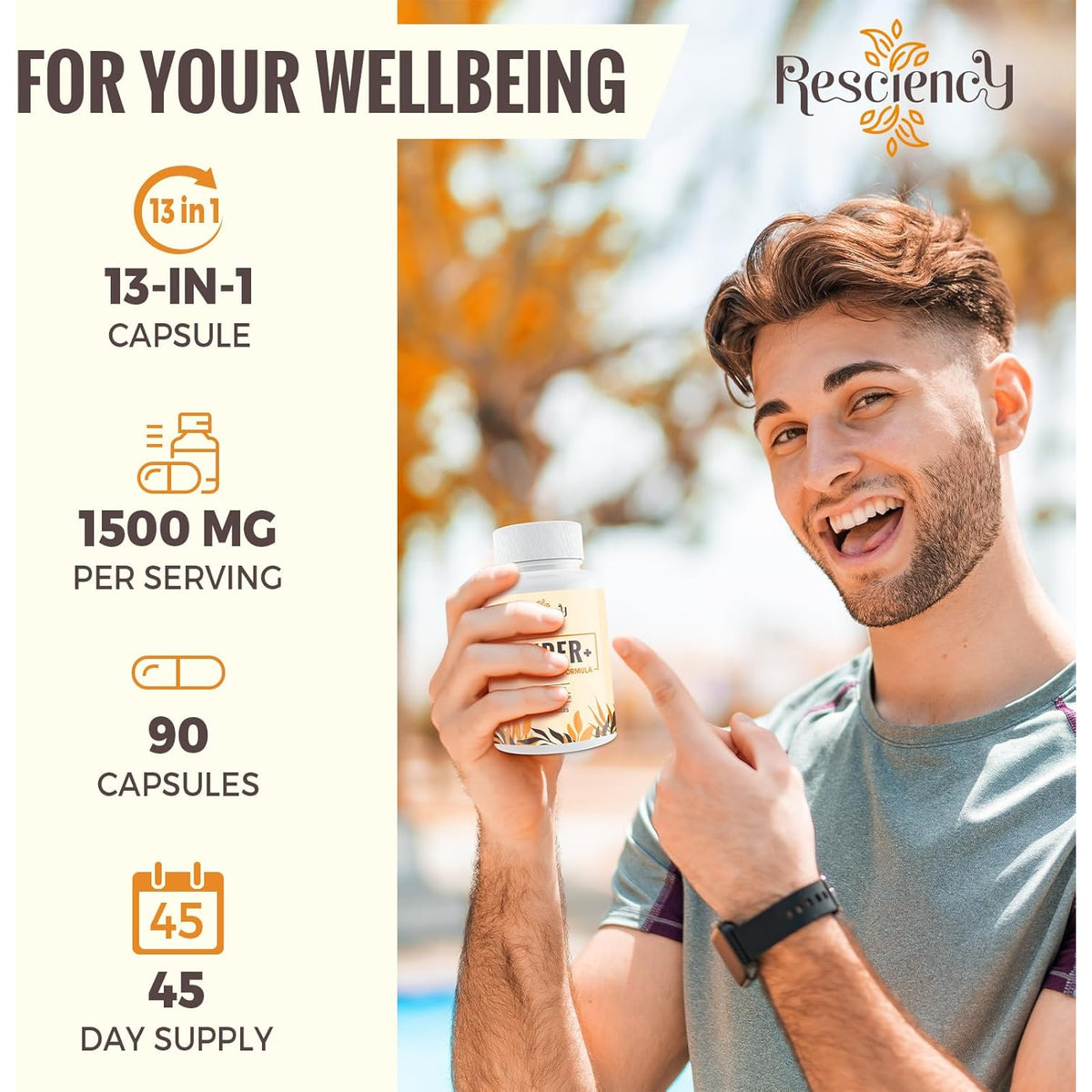 Resciency Detox Binder Supplement – Activated Charcoal, Zeolite, Bentonite Clay, Milk Thistle, Proprietary Blends - Liver & Gut, Max Absorption, 90 Vegan Capsules