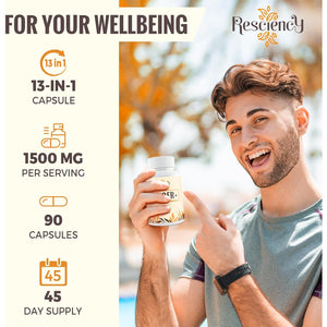 Resciency Detox Binder Supplement – Activated Charcoal, Zeolite, Bentonite Clay, Milk Thistle, Proprietary Blends - Liver & Gut, Max Absorption, 90 Vegan Capsules