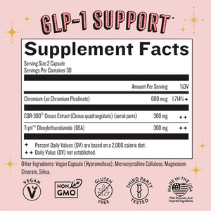 GLP-1 plus Supplement for Weight Management Appetite Control for Women W Trpti OEA, CQR-300 & Chromium, Supports Natural Fullness Signals & Hunger, Metabolism Support Supplement Legendairy Milk 1-Pack