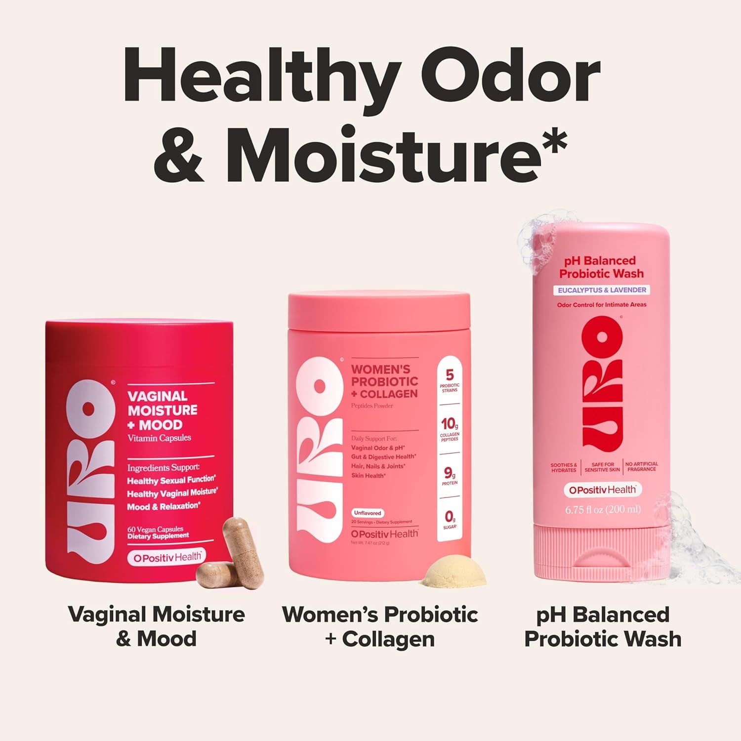 URO Women’S Probiotic + Collagen Peptides Powder – Vaginal, Skin & Gut Health in One Daily Scoop – with Hydrolyzed Collagen Peptides, Probiotic Blend, and XOS Prebiotics – 20 Servings