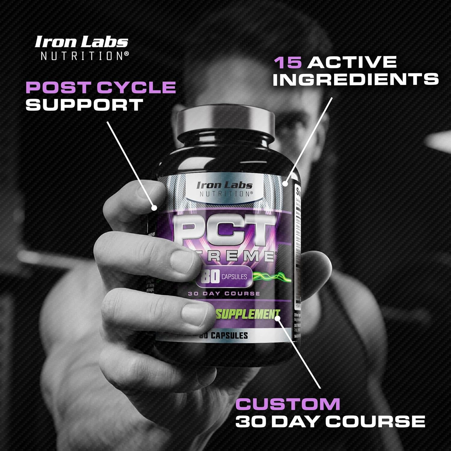 Iron Labs Nutrition PCT Xtreme - PCT Supplement for Men - 30 Day Course - Post Cycle Support Booster (80 Capsules)