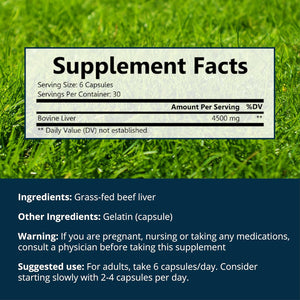 Dr. Boz - Beef Liver Capsules, 30 Servings - 4500Mg Cow Liver - Energy, Immunity, & Health - Vitamin A, B12, Zinc, & Iron Supplement - Grass Fed & Pasture Raised Cows - Made in the USA - Self Care