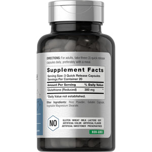 Horbäach Glutathione 300Mg | 60 Capsules | Reduces Form | Non-Gmo & Gluten Free Supplement