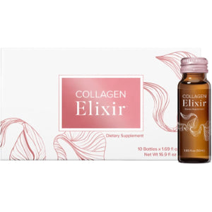 Isagenix Collagen Elixir - Drink with Marine Collagen Peptides - Support a Youthful Appearance with Vitamin C, Zinc & Biotin - 10 Bottles (1 Box)