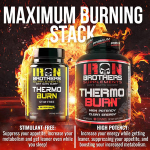 Iron Brothers Thermo Burn Hardcore Fat Burner – High Stim Thermogenic with Yohimbine Hcl, Grains of Paradise & Caffeine – Metabolism Booster & Appetite Control – 60 Capsules