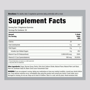 Piping Rock Vitamin D3 and B12 Gummies | 60 Count | Supplement for Women and Men | High Potency | Strawberry Flavor | Vegetarian, Non-Gmo, Gluten Free