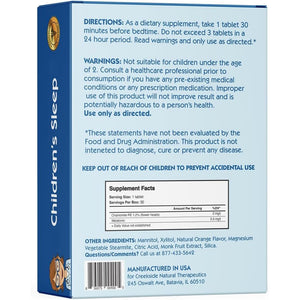 Creekside Naturals Children’S Sleep, with Melatonin and Chamomile, Zero Sugar, Vegan, Pediatrician Formulated, Orange Dream Flavor, 30 EZ Melt Tablets