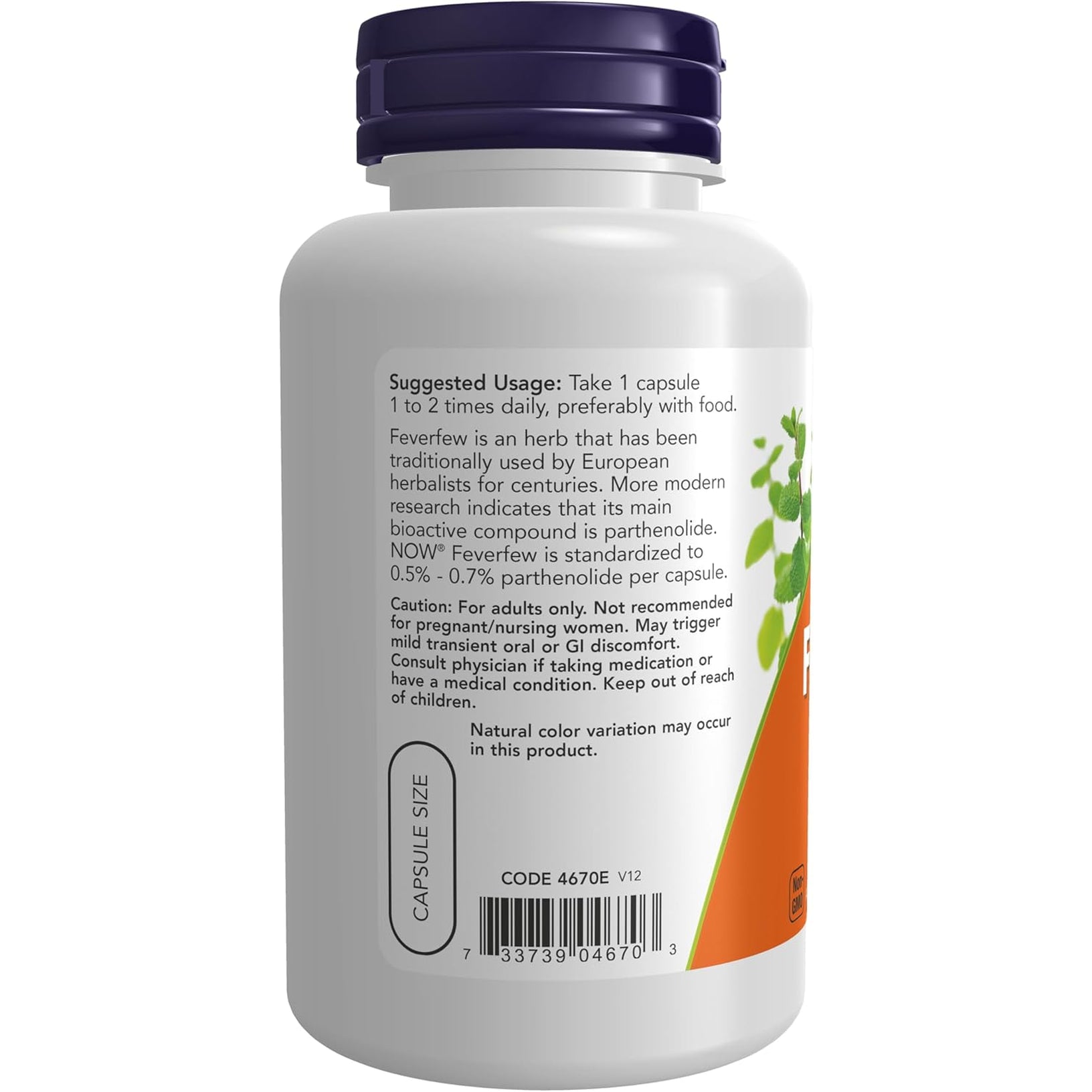 NOW Supplements, Feverfew with 0.5% - 0.7% Parthenolide, Herbal Supplement, 100 Veg Capsules (Pack of 1)