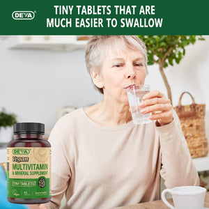 DEVA Vegan Multivitamin for Women & Men with Iron, Vitamin C, E, B Complex Vitamins, Zinc, 90 Tiny Tablets
