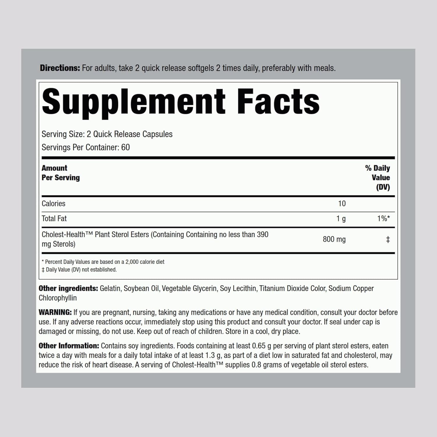 Piping Rock Cholesterol Health Supplement | 120 Softgels | Plant Sterols Formula | Non-Gmo, Gluten Free
