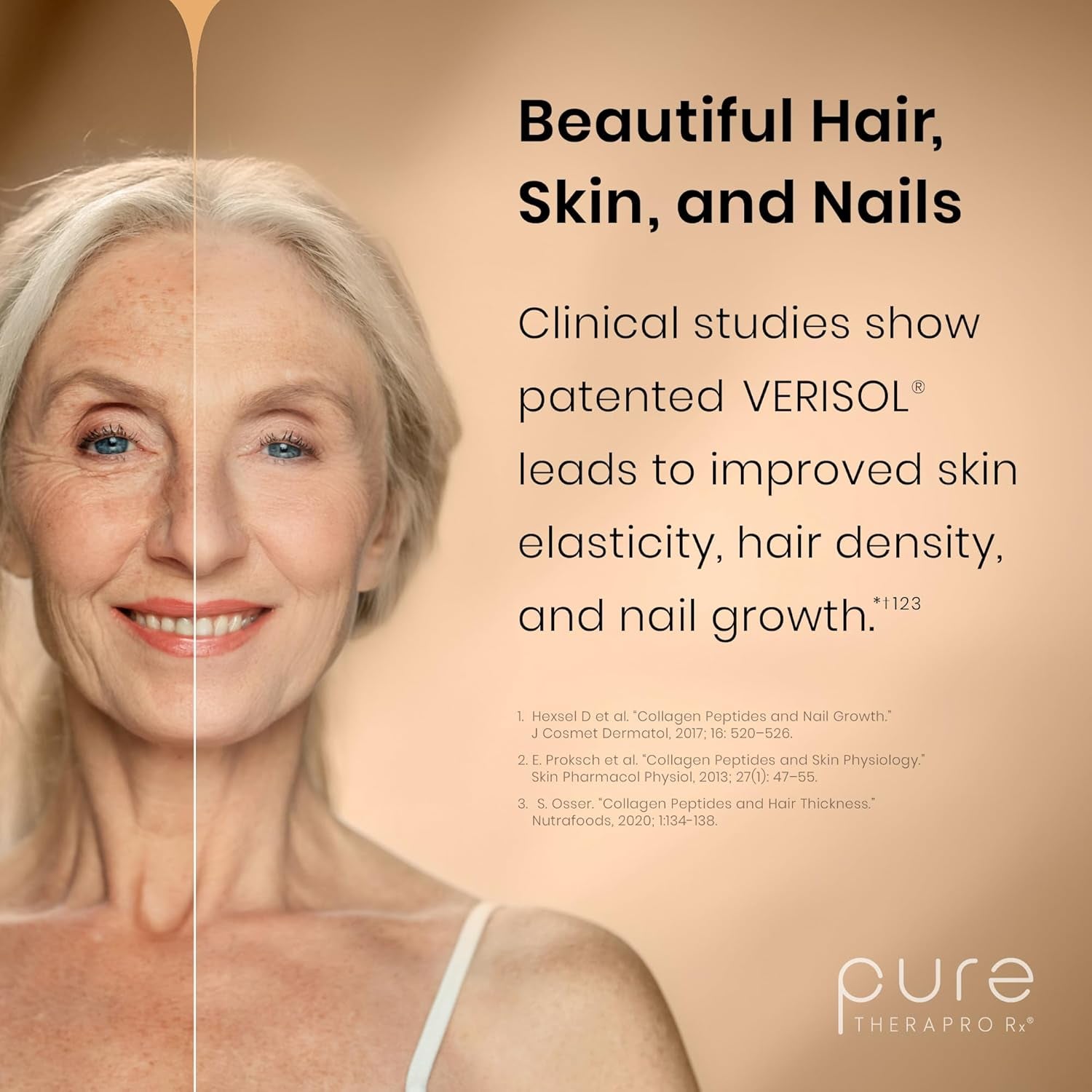 Pure Therapro Rx Triactive Collagen Plus, Collagen Powder for Hair, Skin, Nails, Bones & Joints, Hydrolyzed Collagen Powder W/Patented Peptides, Multi Collagen Protein Powder (Unflavored)