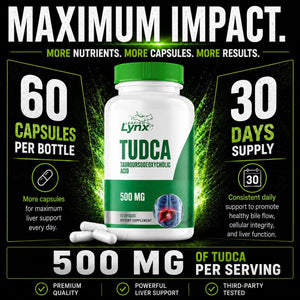 Leaping Lynx TUDCA 500Mg – Tauroursodeoxycholic Acid Supplement – 60 Capsules – TUDCA Liver Support Supplement – Bile Acid Digestive Support – Non-Gmo, Iso-Certified