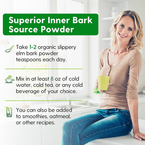 Slippery Elm, Natural Herbs Slippery Elm Powder for Soothing Throat* & Digestive, Diarrhea, PH Balance, Gut Health - with Superior Inner Bark Source, 100% Pure & Vegan, Non-Gmo, 1Lb (349 Servings)