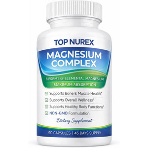 Magnesium Complex 1000 Mg, 8-Source Magnesium Blend with Glycinate, Citrate, Malate & Taurate, Vegan Formula, Non-Gmo, 90 Capsules