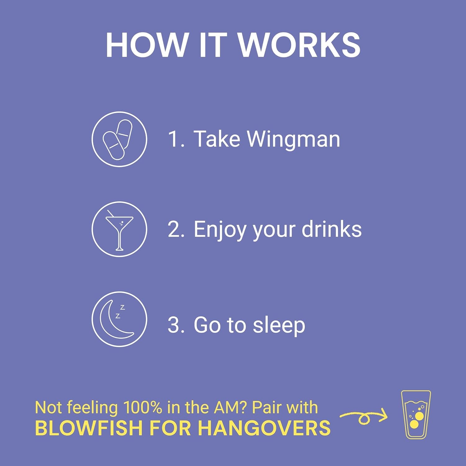 Blowfish Wingman | Supplement with DHM + L-Cysteine + Electrolytes | Feel Better after Drinking | Pre-Alcohol Liver Support & Hydration