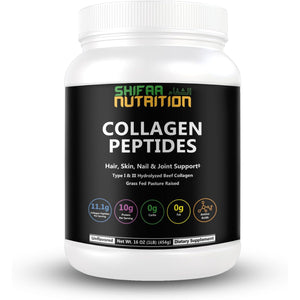 Halal & Grass Fed Collagen Peptides Powder 1 Lb. 16Oz Unflavored Hydrolyzed Collagen Peptides Powder Type I & Type III for Hair, Skin, Nails & Joints | Keto & Paleo Friendly | Sugar & Gluten Free