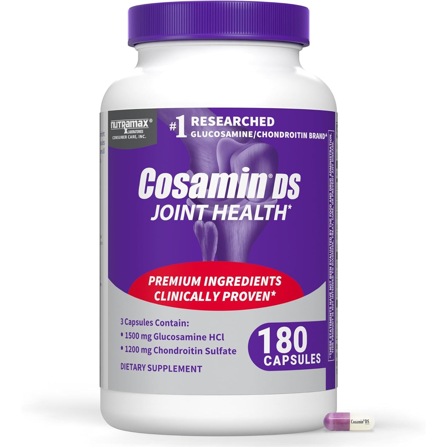 Nutramax Laboratories Cosamin® DS Joint Health Supplement with Glucosamine & Chondroitin for Adult Men & Women, Joint Supplement, 180 Capsules