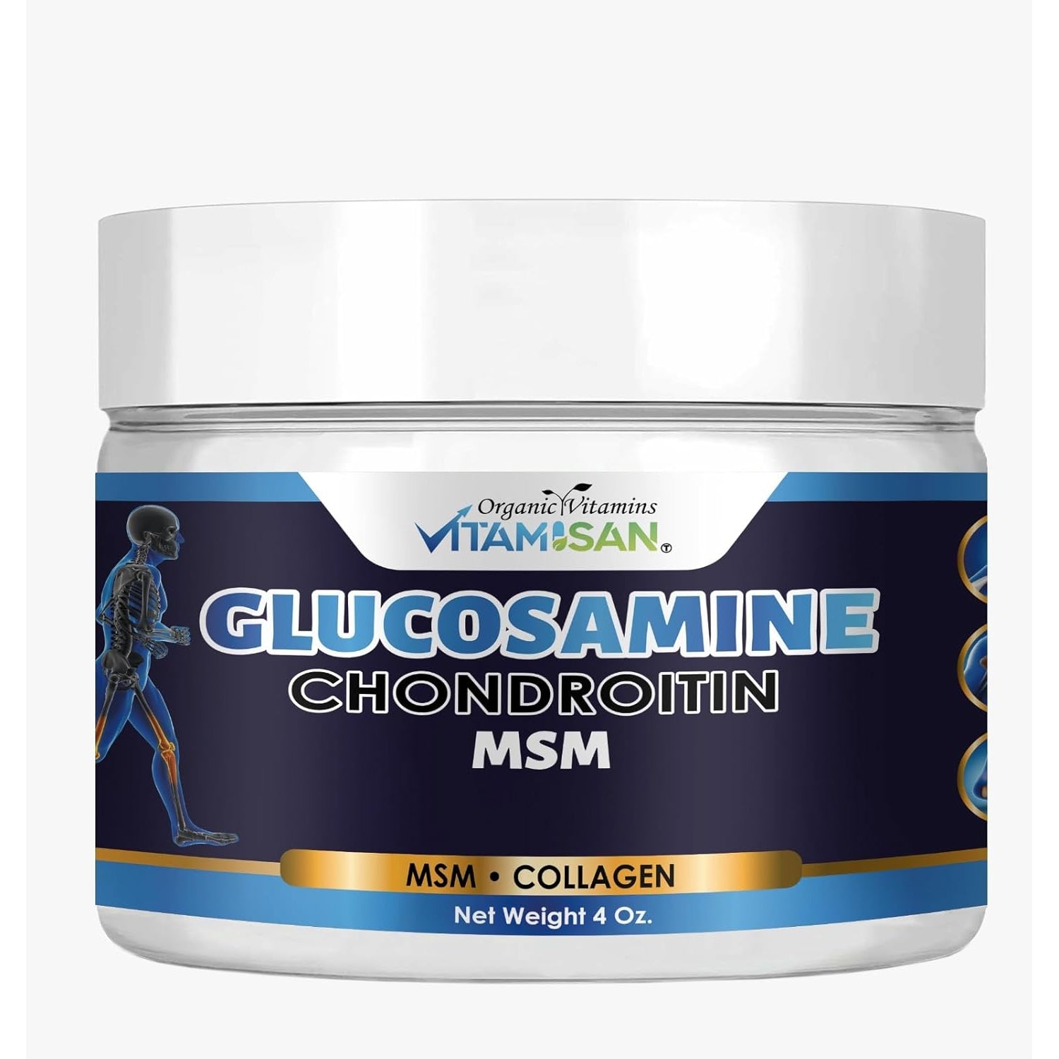 VITAMISAN Premium Organic Glucosamine & Chondroitin Cream with MSM, Arnica, & Collagen