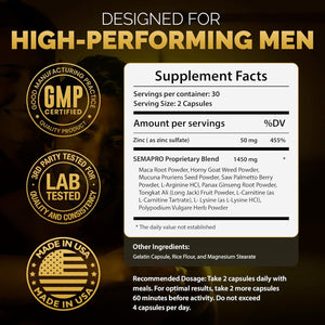 Extreme Semen Volumizer and Male Energy Formula - All Natural Endurance, Stamina & Semen Health - 60 Caps (1 Month Supply)