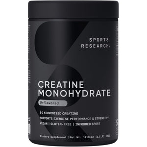 Sports Research Creatine Monohydrate - Gain Lean Muscle, Improve Performance and Strength and Support Workout Recovery* - 5 G Micronized Creatine - 17.64 Oz