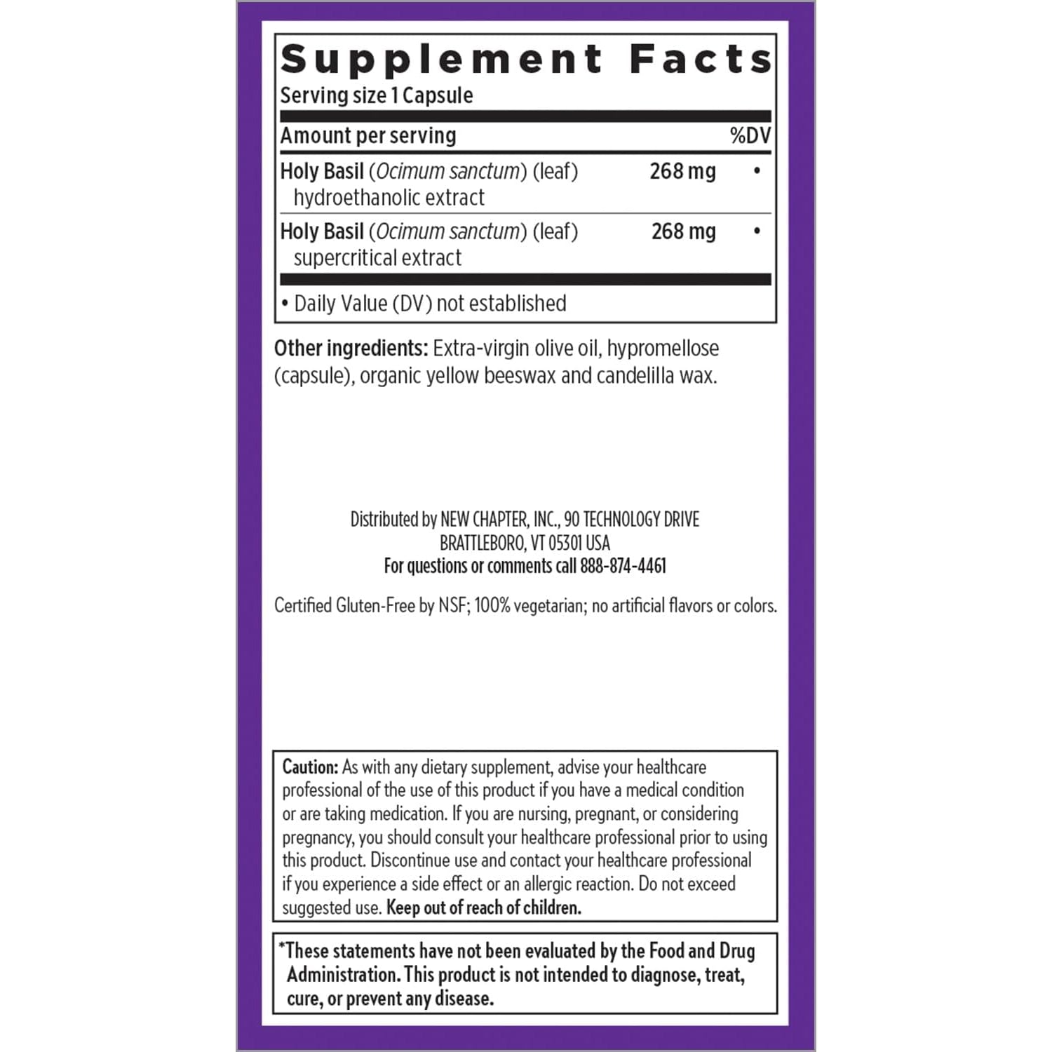 New Chapter Stress Relief Supplement - Holy Basil Force with Supercritical Holy Basil for Stress Support + Immune Support + Non-Gmo Ingredients - Vegetarian Capsules, 120 Count